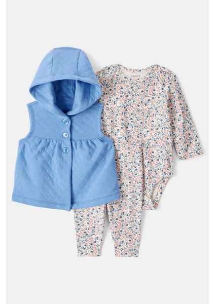 Kız Bebek Mavi Yelekli Set