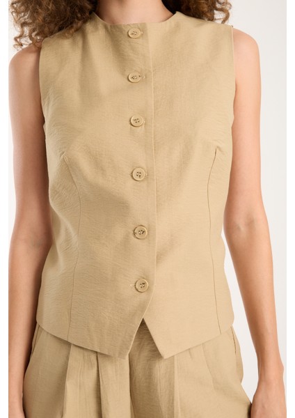 Vizon Kadın Dokuma Yelek-Pantolon Takım