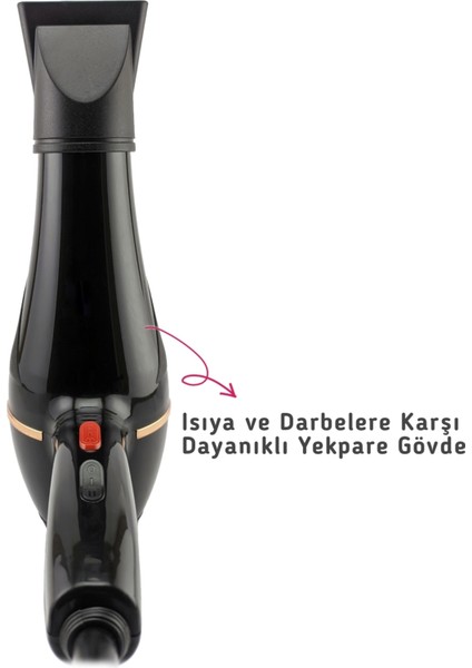 2500W Profesyonel Saç Kurutma Makinesi, Kuaför ve Berber Kullanımı, Siyah Renk