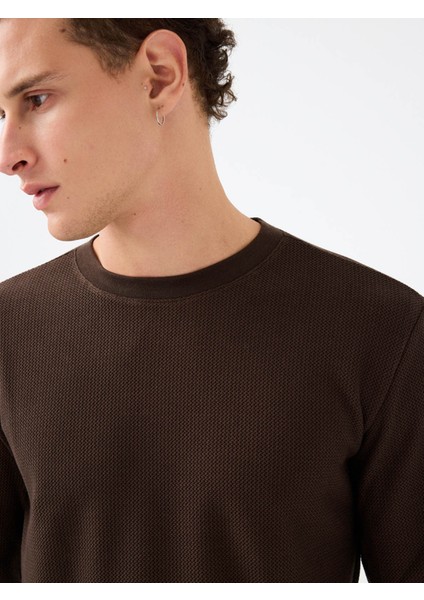 Regular Fit Kahverengi Erkek Uzun Kollu T-Shirt LF2040679 fırsatları