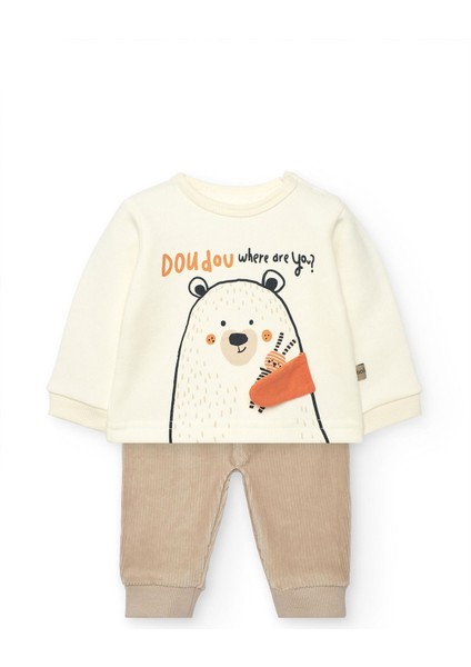 Erkek Bebek Ayı Baskılı Takım