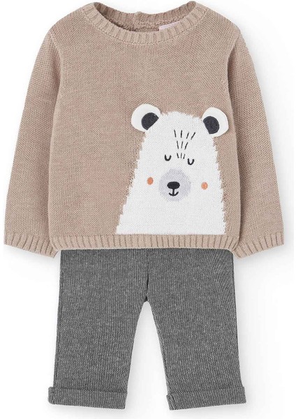 Erkek Bebek Ayı Desenli Takım