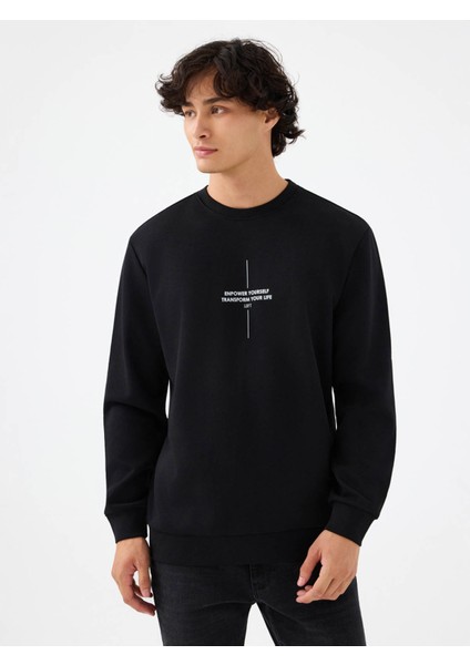 Regular Fit Siyah Erkek Sweatshirt LF2041080