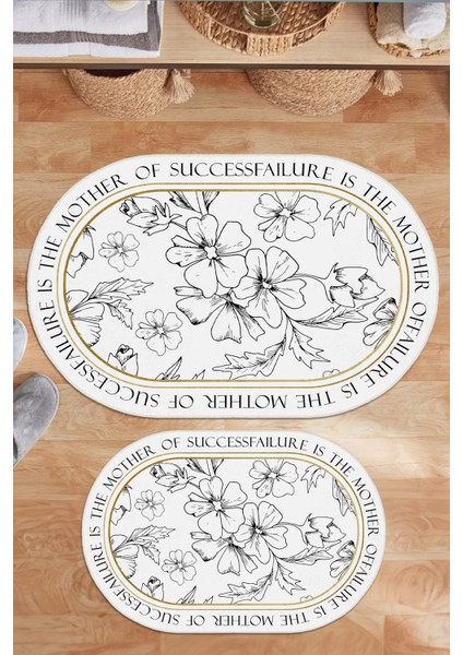 Özel Tasarım, Kaymaz Taban, Yıkanabilir, Modern Banyo Paspası Takımı - 60X100 cm & 40X60 cm fiyatları