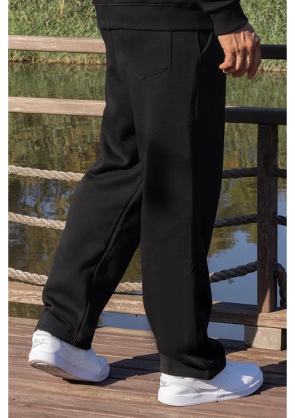 Siyah Erkek 3 Iplik Baggy Şardonlu Eşofman Altı fiyatları