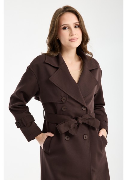 Acı Kahve Oversize Rüzgarlık Detaylı Trençkot 46167