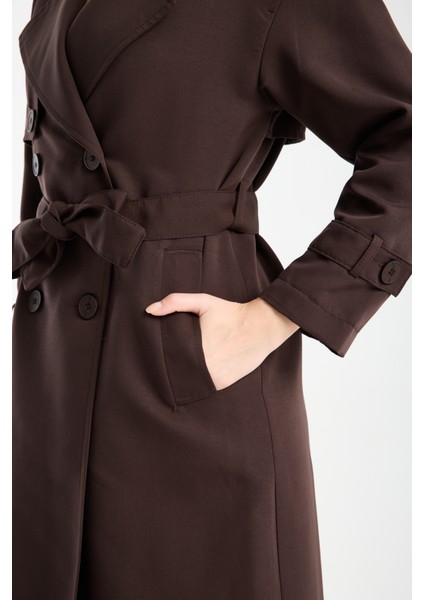 Acı Kahve Oversize Rüzgarlık Detaylı Trençkot 46167