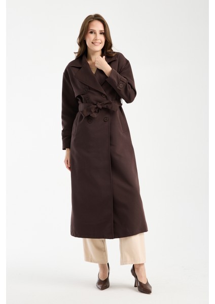 Acı Kahve Oversize Rüzgarlık Detaylı Trençkot 46167