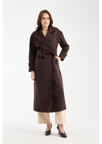 Acı Kahve Oversize Rüzgarlık Detaylı Trençkot 46167