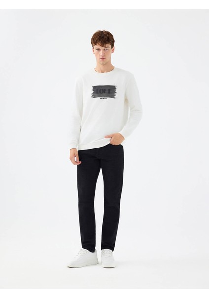 Regular Fit Beyaz Erkek Sweatshirt LF2041079 fiyatları