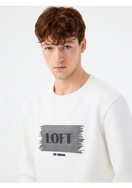 Regular Fit Beyaz Erkek Sweatshirt LF2041079 fırsatları