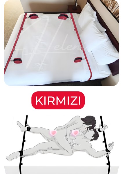 Sex Kelepçesi Bdsm Sınırlama Seti - Çiftler İçin Esaret ve Yatak Aksesuarı - Kırmızı