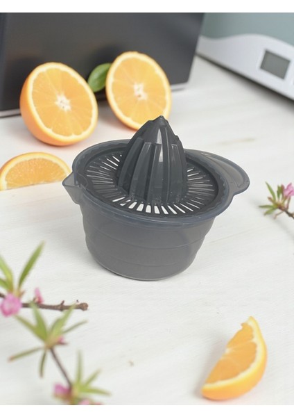 Narenciye Sıkacağı/ Limon, Portakal Sıkacağı 350 ml Hazneli Sert Plastik Gri