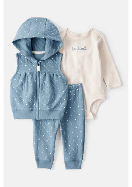 Kız Bebek Mavi Yelekli Set