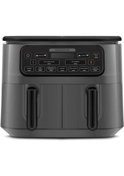 Çift Fonksiyonlu Büyük Boy Hava Fritözü, Gri Renk, 8 Kişilik Kullanım Kolaylığı