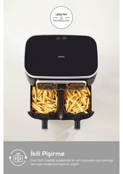 Çift Fonksiyonlu Büyük Boy Hava Fritözü, Gri Renk, 8 Kişilik Kullanım Kolaylığı