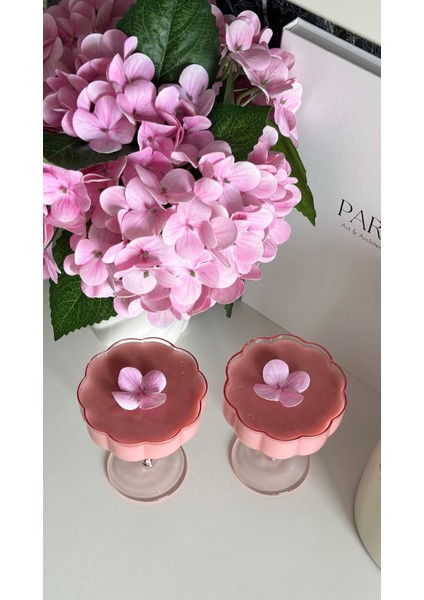 2 Adet Pembe Çiçek Şekilli Kahve Sunum ve Kokteyl Bardağı 2'li Magnolia Bardağı ve Tatlı Kasesi modelleri