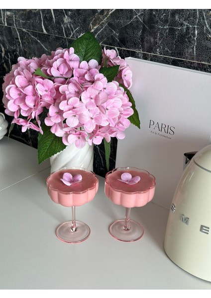 2 Adet Pembe Çiçek Şekilli Kahve Sunum ve Kokteyl Bardağı 2'li Magnolia Bardağı ve Tatlı Kasesi indirimleri