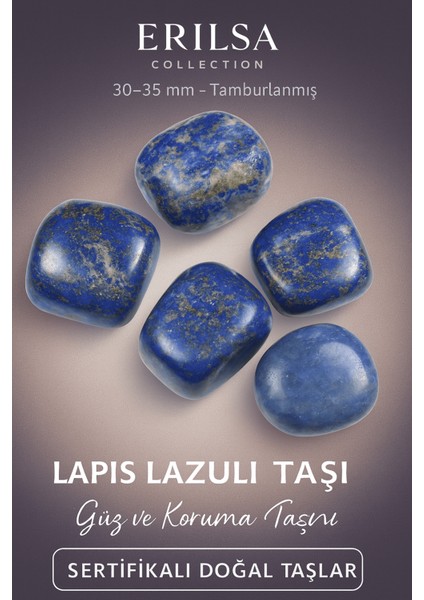 Sertifikalı Lapis Lazuli Taşı Doğal Taş Kütle Parça 30-35 mm – Bilgelik ve Şans Taşı