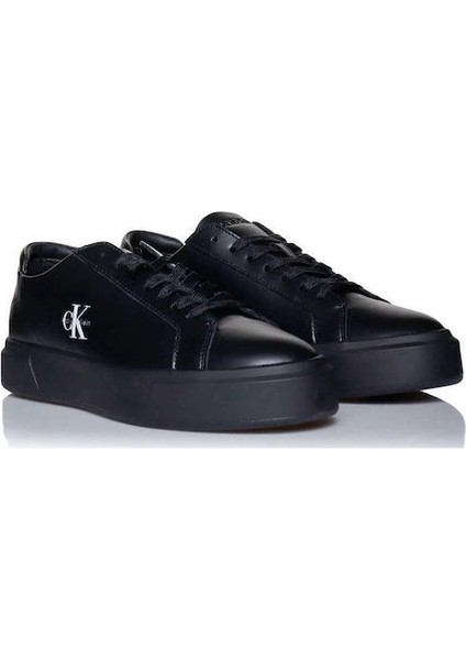 Basketbol Stili Düz Tabanlı Bağcıklı Deri Monogramlı Erkek Siyah Sneaker YM0YM01460-0GJ fiyatları