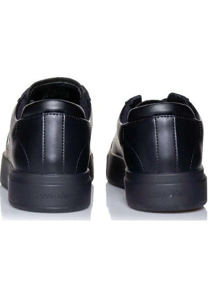 Basketbol Stili Düz Tabanlı Bağcıklı Deri Monogramlı Erkek Siyah Sneaker YM0YM01460-0GJ modelleri