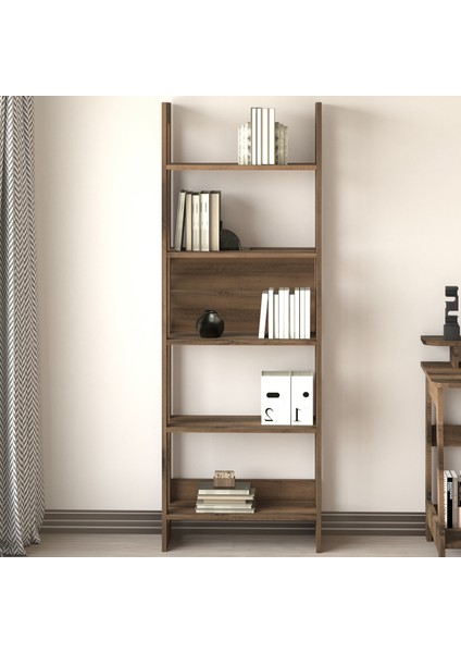 Country Dekoratif 5 Raflı Ev-ofis Kitaplık, Modern Kütüphane, Antik Ceviz fiyatları