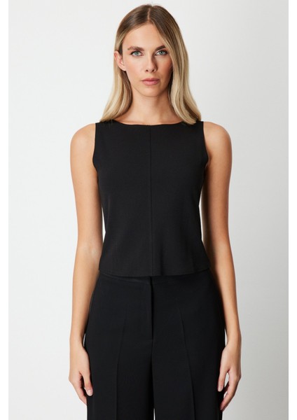 Kadın Dikiş Detaylı Kolsuz Bluz 61369 Siyah fiyatları