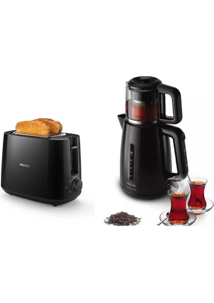 2'li Beyaz Set: Büyük Boy Çay ve Ekmek Kızartma Makinesi
