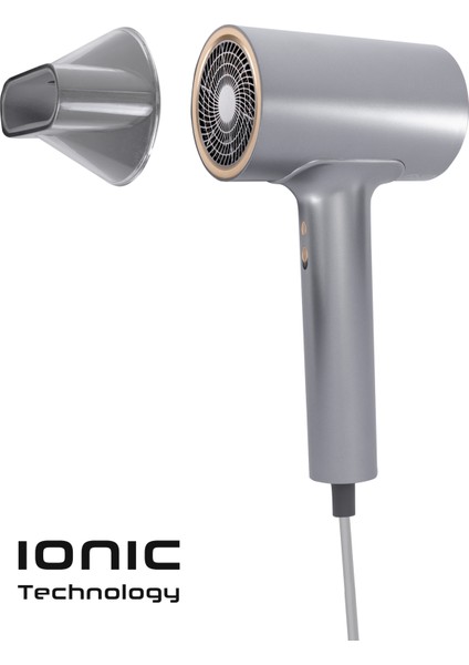 Gri Profesyonel Ionic Saç Kurutma Makinesi, Hızlı ve Güçlü Kurutma Imkanı