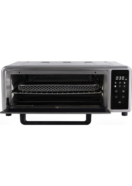 Gri Renkli 1700W Dijital Hava Fritözü ve Mini Pizza Fırını