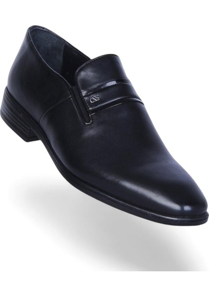 447 Siyah Antik Kauçuk %deri Erkek Klasik Ayakkabı