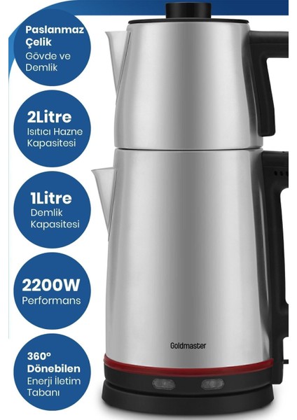 2200W Paslanmaz Çelik Çay ve Su Isıtıcı, Damlatmaz, Dayanıklı Tasarım modelleri