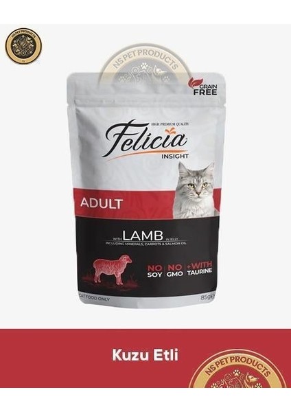 Pouch Yetişkin Kuzu Etli Yaş Kedi Maması 24X85GR fiyatları