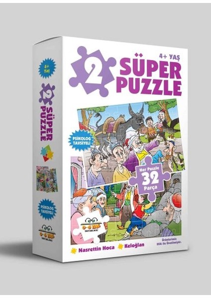 2 Süper Puzzle - Nasrettin Hoca Keloğlan +4 Yaş