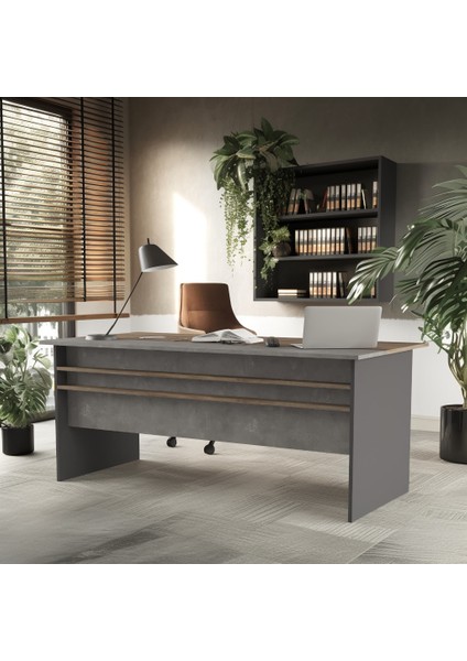 Darian A Ofis Masası 180CM*90CM Kahve-Beton-Antrasit Dr1-Cga