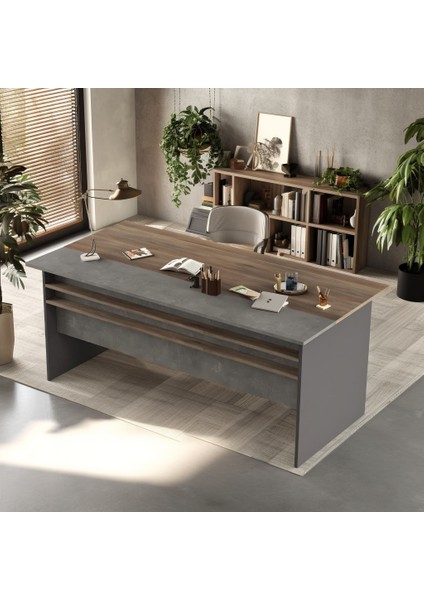 Darian A Ofis Masası 180CM*90CM Kahve-Beton-Antrasit Dr1-Cga fiyatları