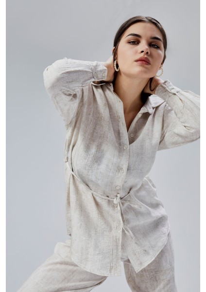 Ekru Regular Batik Gömlek Pantolon Takım