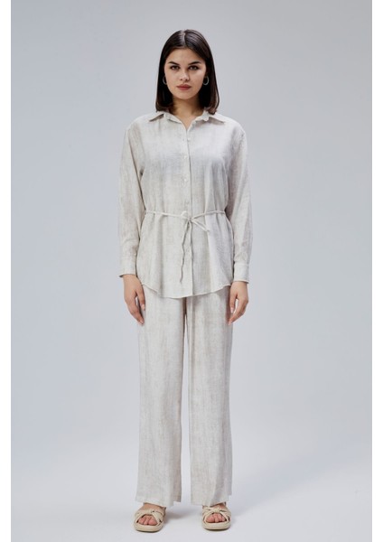 Ekru Regular Batik Gömlek Pantolon Takım