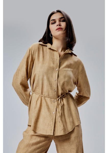 Kahverengi Regular Batik Gömlek Pantolon Takım