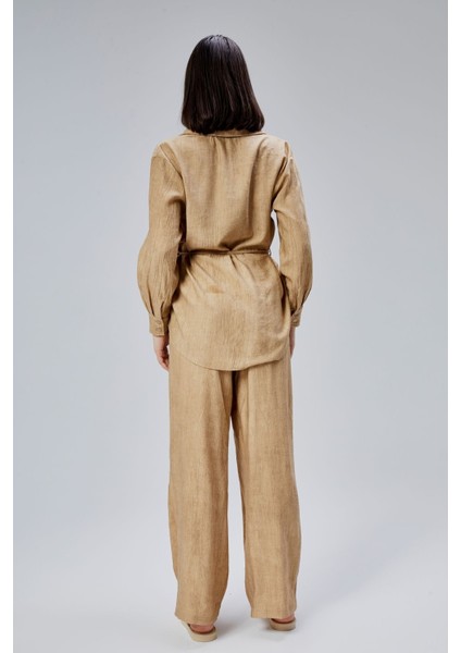 Kahverengi Regular Batik Gömlek Pantolon Takım