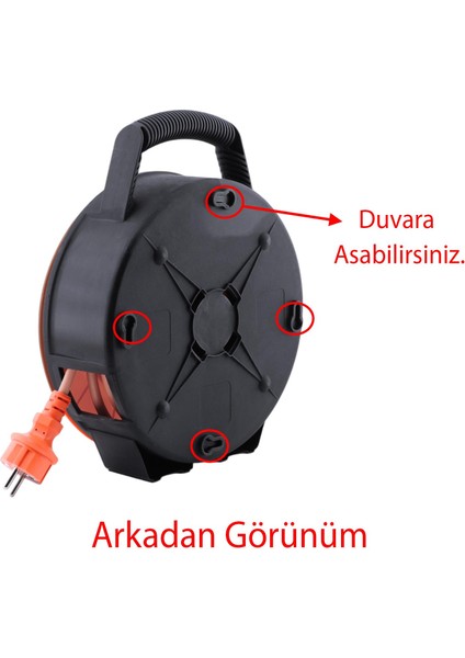 Plastik Kapaklı Mini Seyyar Makaralı 3x1.5 mm Cca Monofaze Uzatma Kablosu 4 Priz Ttr Kablo 10 Metre fırsatları