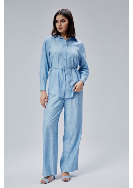Mavi Regular Batik Gömlek Pantolon Takım