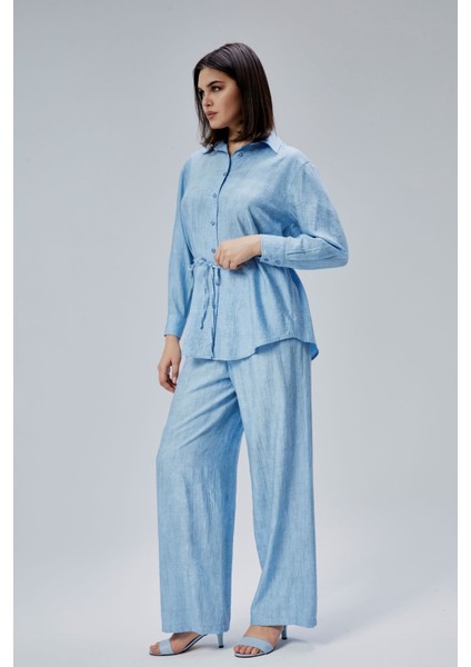 Mavi Regular Batik Gömlek Pantolon Takım