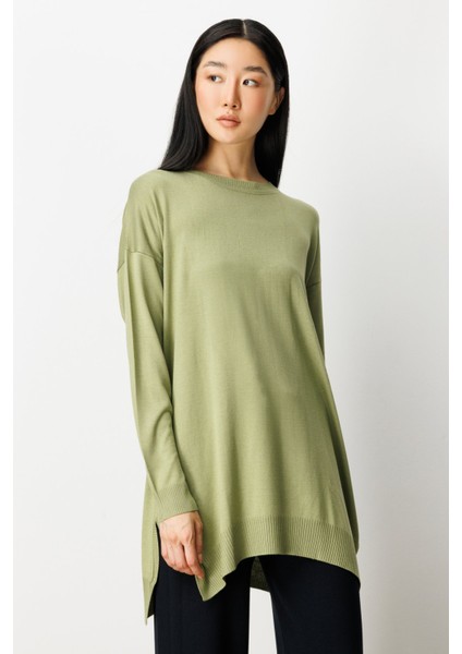 Kadın Salaş Verev Tunik 65316 Kiwi