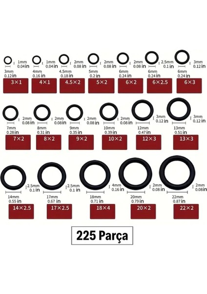 Buffer® 225 Parça Kauçuk Conta Seti ,kendiliğinden Saklama Kutulu O Halkası Seti fırsatları