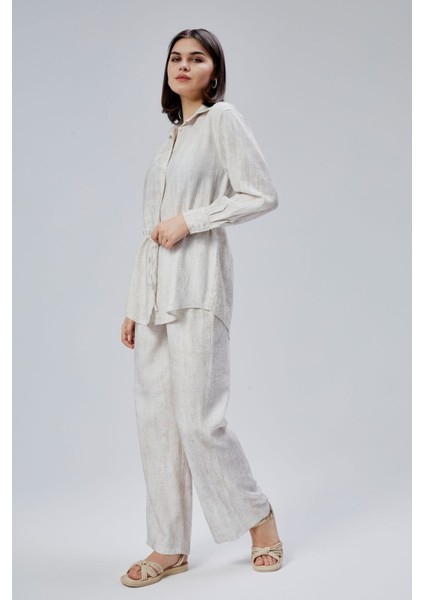 Ekru Regular Batik Gömlek Pantolon Takım