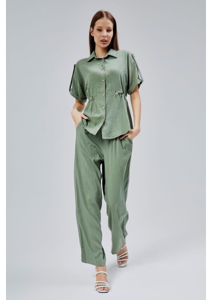 Haki Rahat Kesim Gömlek Pantolon Takım