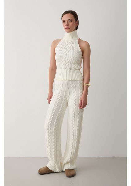 Ekru Kolsuz Bluz Pantolon Takım - 3009 fiyatları