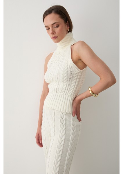 Ekru Kolsuz Bluz Pantolon Takım - 3009 modelleri