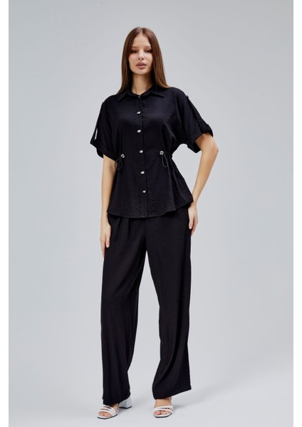 Siyah Rahat Kesim Gömlek Pantolon Takım